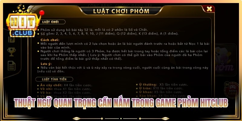 Các thuật ngữ quan trọng cần nắm trong game phỏm Hitclub